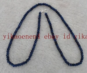 2x4mm Dark Blue Apatite Faceted Rondelle Gems Necklace 14-36" Silver Clasp - Picture 1 of 18