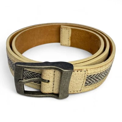 Vintage Fossil White Multicolor Stripped Leather Belt & Brass Buckle Women M/L - Image 1 of 4