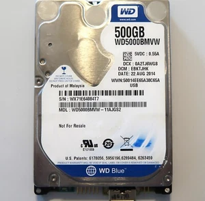 Western Digital WD5000BMVW-11AJGS2 (WX71) EBKTJHK Malaysia 500gb USB AUG/2014 - Afbeelding 1 van 1