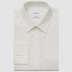 $79 Calvin Klein Mens Regular-Fit Yellow Long-Sleeve Dress Shirt Size 16.5 34/35 - Picture 1 of 1
