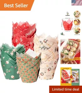 Non-Stick Christmas Cupcake Liners & Baking Cups 200PCS - Perfect for Parties - Picture 1 of 9