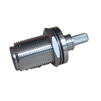 N Female Bulkhead LMR-240 connector EZ-240-NF-BH-X Times Microwave Crimp - Image 1 of 4