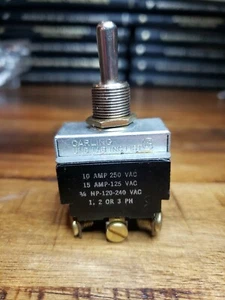 Carling momentary vintage switch. 10 amp 250VAC 15AMP 125VAC 3/4HP 1,2 OR 3 PH - Picture 1 of 8