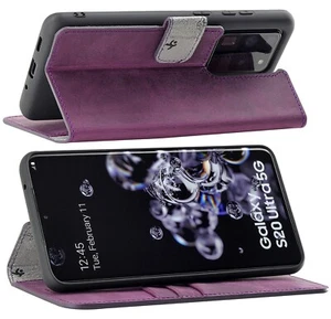 Suncase Étui Rabattable pour Portable Livre Housse En Mauve Samsung Galaxy S20 - Photo 1/9