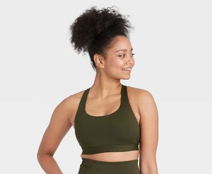 Damen Medium Support T-Back BH - All in Motion - grün oliv - verschiedene Größen - S580 - Bild 1 von 5