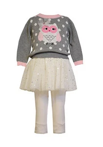 New Girl Bonnie Jean 2 PC Owl Sweater Tutu Legging Set Outfit 12 18 24 Months - Picture 1 of 1
