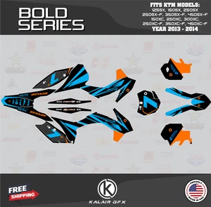 Graphics Kit for KTM 250SX-F, 350SX-F, 450SX-F (2013-2014) Bold - Orange Cyan - Picture 1 of 6