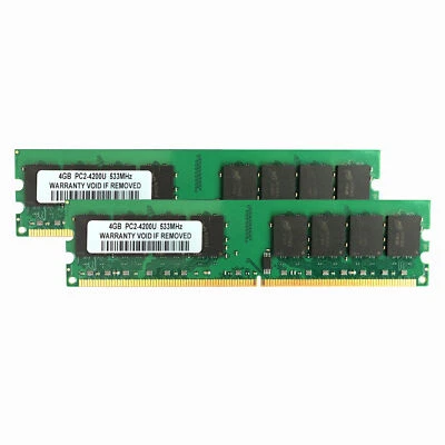 Test For Intel 2x 4GB 2RX8 PC2-4200U DDR2 533Mhz 240Pin UDIMM Desktop Memory RAM - Image 1 of 4