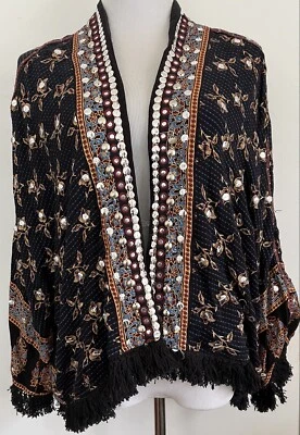 Кардиган открытый украшенный Free People Rays of Light темно-синий размер средний рекомендуемая розничная цена производителя 128 долл. США - Изображение 1 из 4