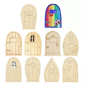 10pcs Fairy Gardens Mini Wooden Fairy Door for DIY Painting Craft Hobbies - Picture 1 of 10