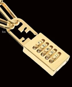 FENDI Halskette Anhänger AUTH Mark Kette Vintage GP Gold FF Logo Schlüssel Kenken Stein - Bild 1 von 5