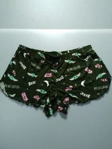 Star Wars Baby Yoda Shorts Sleep Pajama Green Pink Naps Do Not Disturb Polyester - Picture 1 of 12