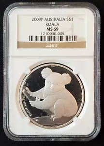 Australia Koala $1 2009 P 1 Ounce Silver NGC MS 69 - Picture 1 of 4