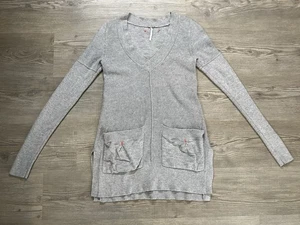 Free People Long V Neck Sweater With Pockets Women’s Size XS - Picture 1 of 8