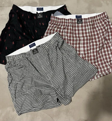 Polo Ralph Lauren Cotton Boxer Shorts Size Large 3-Pack 3 Pezzi Pantaloncini - Immagine 1 di 4