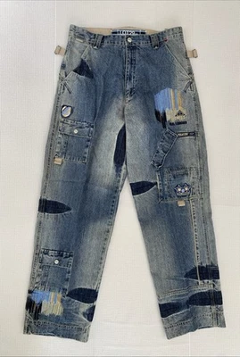 Vtg LOT29 Denim Jeans Men's Size 34 Distressed Cargo Pockets Baggy Relaxed - Image 1 of 4