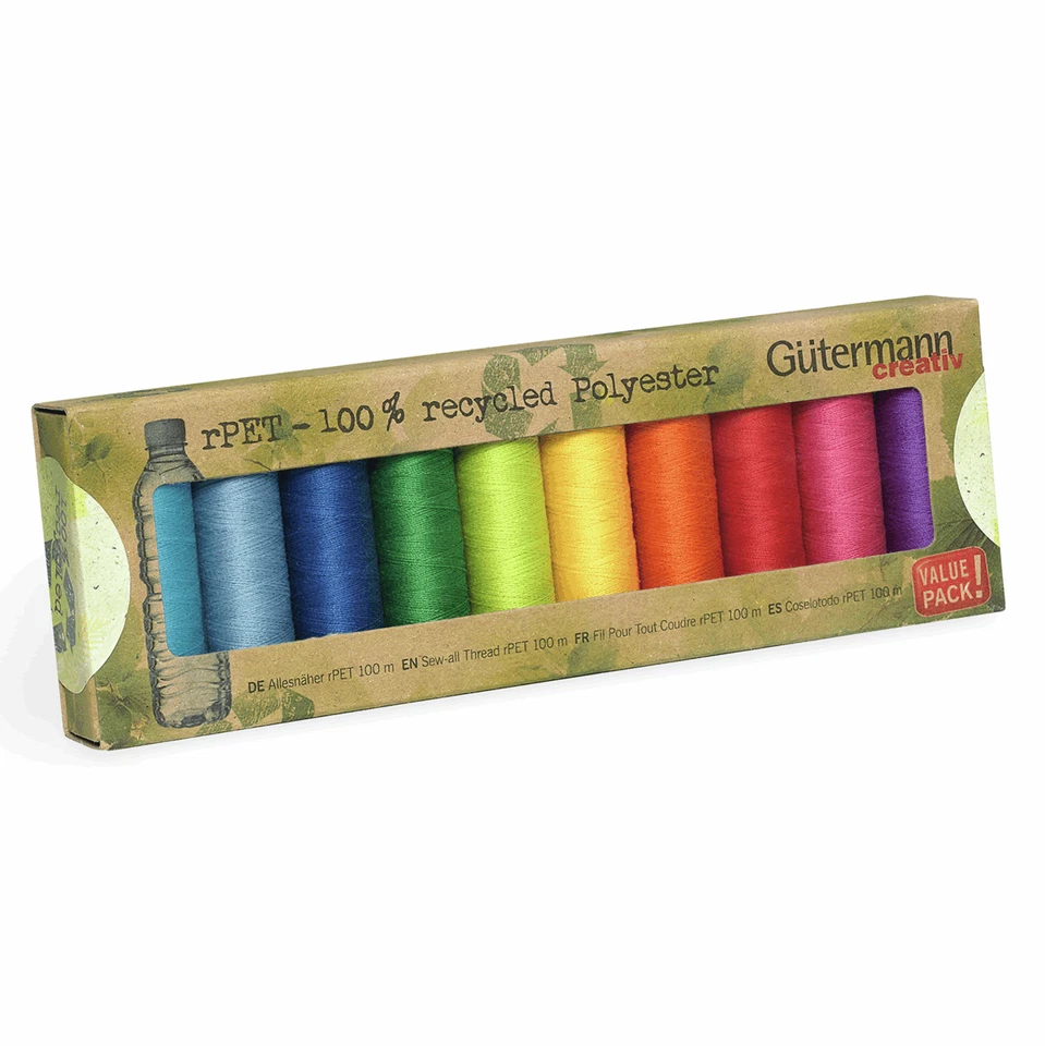 Gutermann Sew All Thread Set Recycled(rPET) - 10 x Reels 100m - Assorted - Col.3 - Image 1 of 1