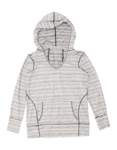 CHAMPION Womens Hoodie Jumper UK 14 Medium Grey Striped Polyester BT04 - Picture 1 of 4