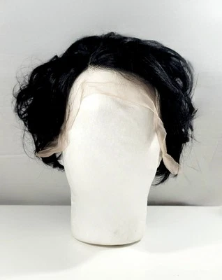 Wavy 8in Lace Frontal Human Hair Wig Short Textured Pixie Dark Brown Black NEW - Image 1 of 4