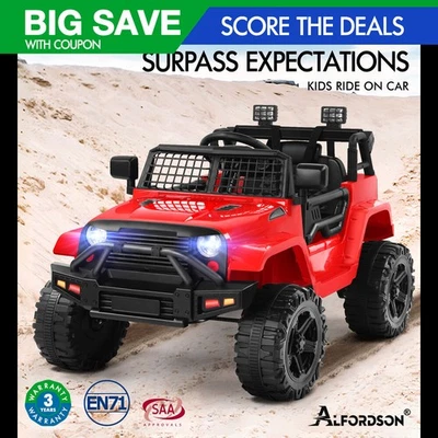 ALFORDSON Kids Ride On Car Toy Jeep Electric 12V 70W Motors R/C LED Lights Red - image 1 of 4