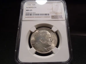 1936 MS65 Robinson Silver Commemorative Half Dollar NGC Certified Gem - White - Picture 1 of 8