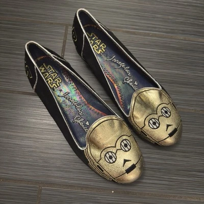 Irregular Choice Star Wars C-3PO Flats Metallic Suede Glitter Loafer Shoes  - Image 1 of 4