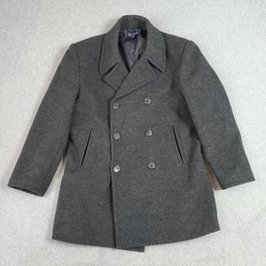 Vintage Polo Ralph Lauren Coat Mens Large Gray Wool Peacoat Made USA 90s - Picture 1 of 18