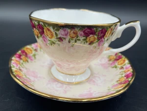 Tazza tazzina tè caffè cappuccino Royal Albert collezione PEACH DAMASK - Foto 1 di 5