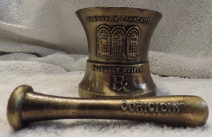 VTG Mortar & Pestle Brass Pharmacy Rx Pill Crusher Museum Louis J. Dufilho Jr. - Picture 1 of 2