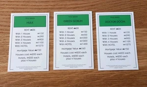 Monopoly Marvel Universum 2011 Ersatz Ersatz Eigentum Hulk Doctor Doom Goblin - Bild 1 von 2