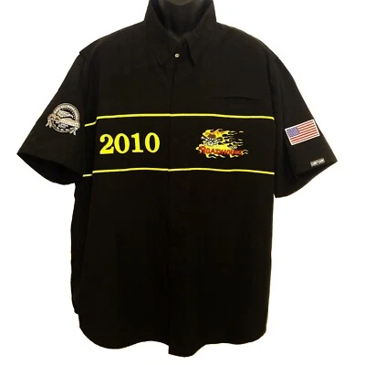 Men Shirt XL Biker Short Sleeve Sturgis 4 Patches Hidden Snaps XLARGE New No Tag - Image 1 of 4