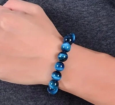 天然虎眼蓝色宝石弹力手链 - 全新 — 第 1/4 张图片