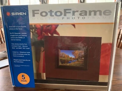 Siren FotoFrame 5 in Digital Photo Frame Compact Flash, MS or MMC/SD Cards NIB - Image 1 of 3