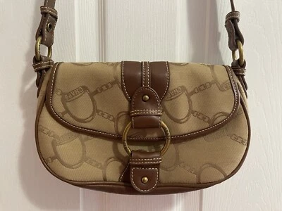 Ralph Lauren Cartera Chaps Bolso de Hombro Estampado Ecuestre Alforja Estilo Marrón Tostado Foto 1 de 4