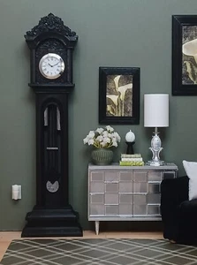 RELOJ ABUELO 13" NEGRO funcionando MUEBLE MUÑECA REGENCIA ESCALA 1/6 PARA BARBIE - Imagen 1 de 7