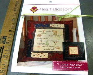 Patrón de almohada o marco I LOVE ALASKA, por Heart Blossom Patrón Designs, NUEVO - Imagen 1 de 3