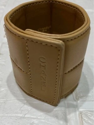 Chanel Bangle Bracelet Matelasse Chocolate Bar Leather Brown Japan Auth #SE1430 - Image 1 of 4