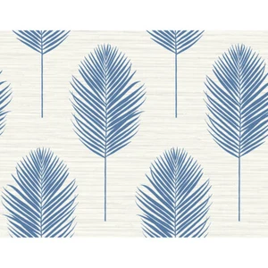 2988-70212 Bali Blue Fern Coastal Wallpaper Vinyl Unpasted Wall Covering Inlay - Picture 1 of 3