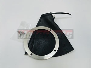 Round Style faux-leather Shifter Boot Chrome FLOOR Chevy Ford Mopar Hot Rod - Bild 1 von 2