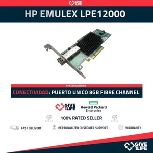 HP EMULEX LPE12000 PUERTO UNICO 8GB FIBRE CHANNEL PERFIL ALTO - PN:489192-001 - Picture 1 of 7