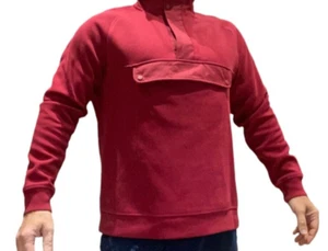 Sudadera con capucha vintage Lacoste Wine para hombre grande bolsillo frontal - Imagen 1 de 22