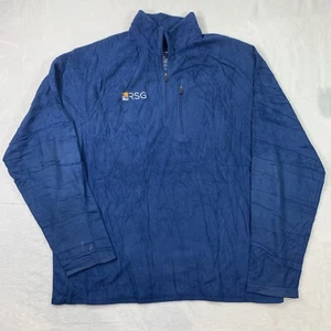 LL Bean Pullover Mens M Blue Fleece 1/4 Zip Comfort Soft Outdoor RSG Logo - Picture 1 of 10