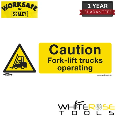 Sealey Warning Safety Sign Caution Fork-Lift Trucks Rigid Plastic Worksafe - Image 1 of 2