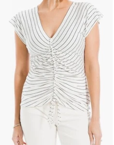 Max Studio Women’s XL White V Neck Center Cinched Sleeveless Top T-Shirt - Picture 1 of 11