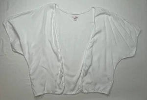 Bongo Vintage Womens Medium White Open Cardigan With Scalloped Edges - Picture 1 of 7
