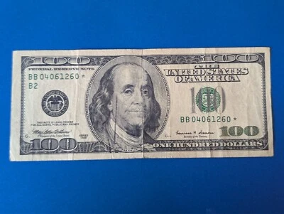 100 dollar bill star rep replacement note 1999 BB04061260*  Rare - Image 1 of 4