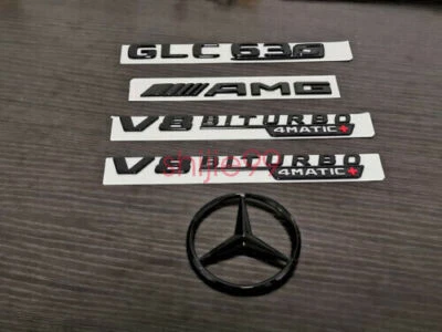Etiqueta engomada emblema insignia negra GLC63S AMG V8 BITURBO 4MATIC+ PAQUETE ESTRELLA X253 Foto 1 de 4