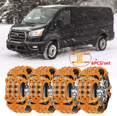 Cadenas de neumáticos de rueda 6 piezas nieve lluvia barro antideslizante emergencia para camioneta Ford Transit Foto 1 de 4