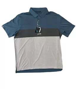 LevelWear Mens Dixon Golf Polo Shirt Stellar Blue Charcoal White Stripe Size 2XL - Bild 1 von 8