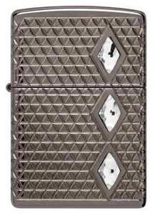 Zippo ARMOR Lighter CRYSTAL TRIO MULTICUT DIAMOND MOTIF Black Ice NEW IN BOX - Picture 1 of 11